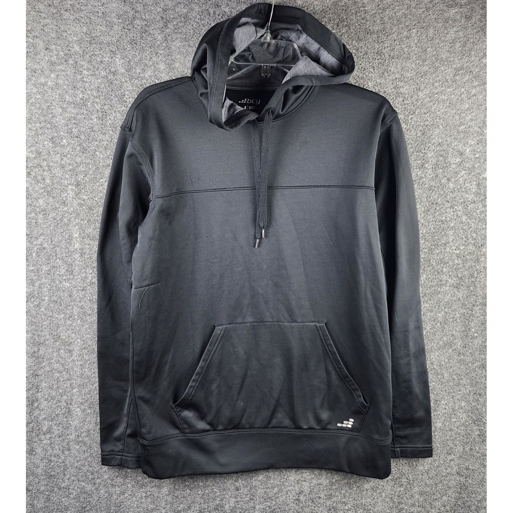 BCG Hoodie Mens Small Pullover Black Performance Fleece Activewear EUC